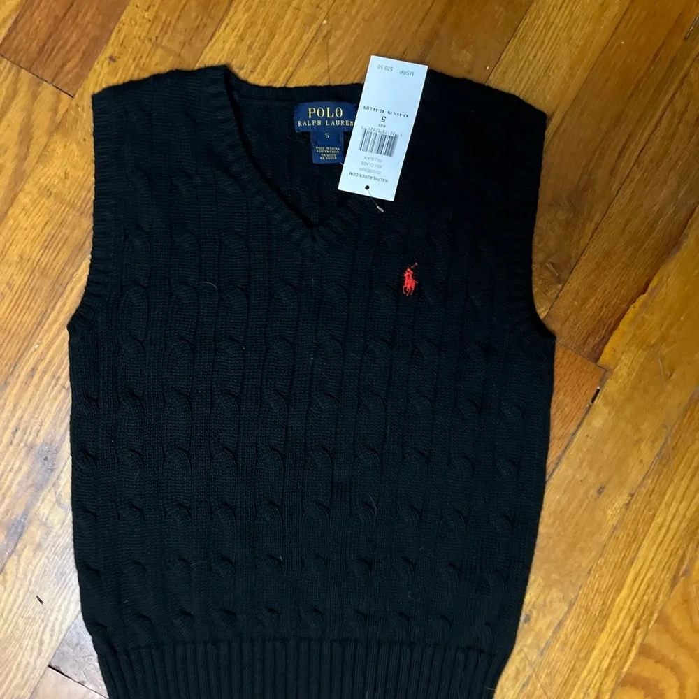 NEW. Ralph Lauren Cable Knit Black kids sleeveless vest